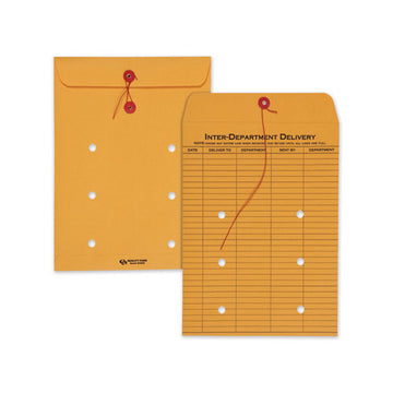 Quality Park™ Brown Kraft String And Button Interoffice Envelope, #90, One-sided Five-column Format, 9 X 12, Brown Kraft, 100-carton freeshipping - TVN Wholesale